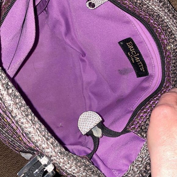 ERIC JAVITS New York purple straw shoulder bag EUC - Picture 9 of 14